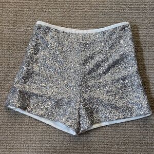 Zara Silver Sequin High Waist Shorts